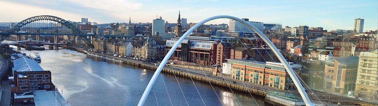 Newcastle upon Tyne bridges and skyline panorama